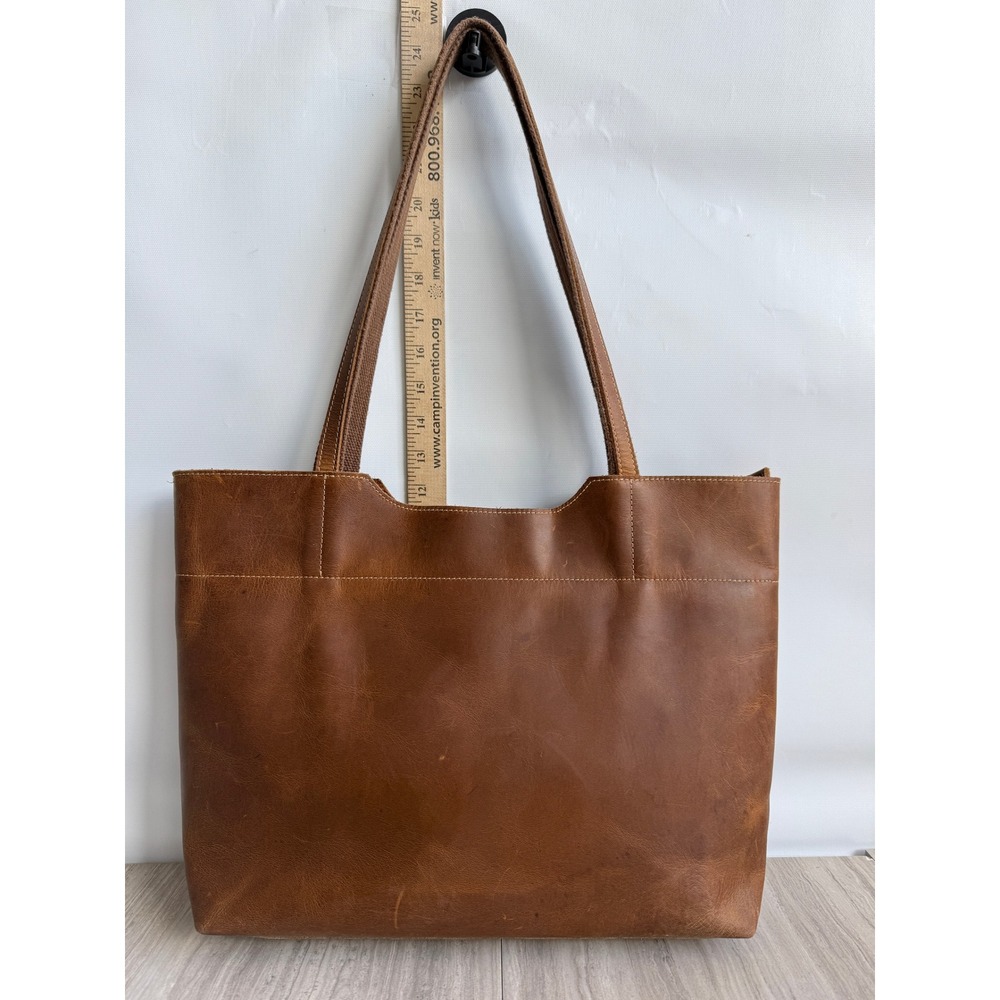 Szone Genuine Cowhide Leather Tote Bag Brown Minimalist Shopper Work Coastal